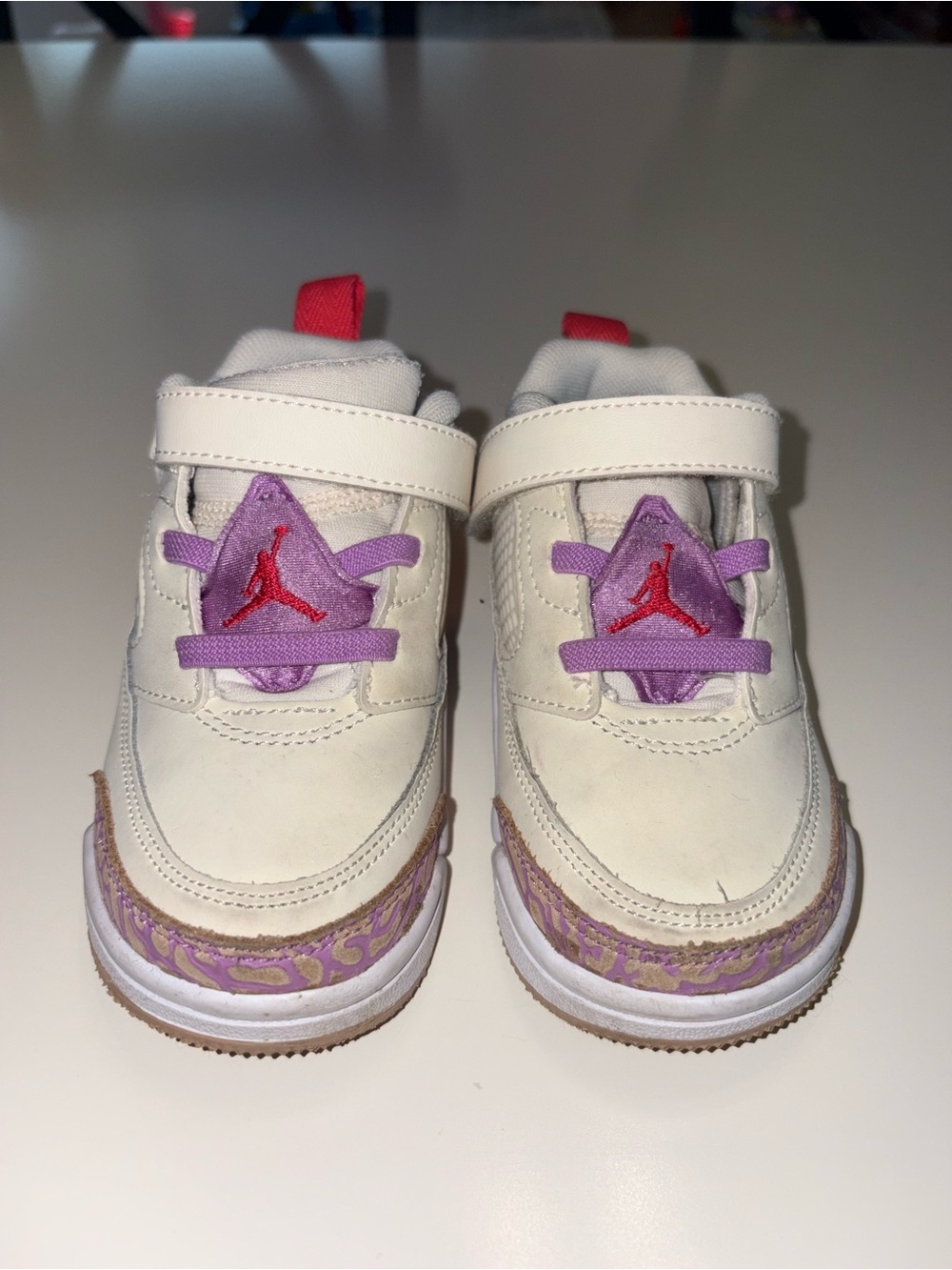 Air Jordan Kids' Spizike Low Cream & Purple Sneakers 7